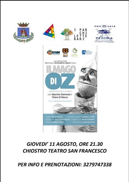 Parco: Il Mago di Oz a Pescina con Teatro Bertold Brecht, TiEffeU e Teatro dei Colori