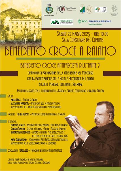 Parco: Benedetto Croce antifascista riluttante a Raiano